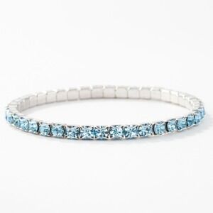 Touchstone Crystal March Birthstone Stretch Bracelet Blue Aquamarine Crystal